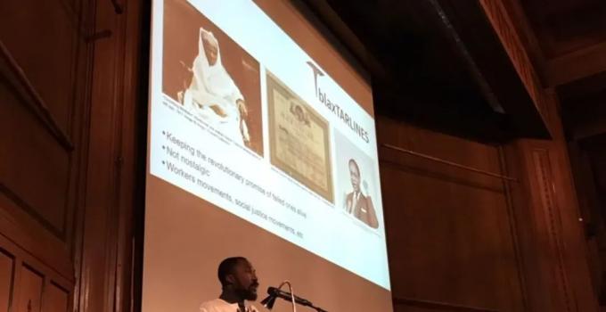 Kwasi Ohene-Ayeh gives public lecture at MARKK Museum in Hamburg, Germany